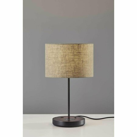 ESTALLAR Brushed Steel Metal & Wood Wireless Charging Table Lamp, 11 x 11.5 x 19.5 in. ES3088925